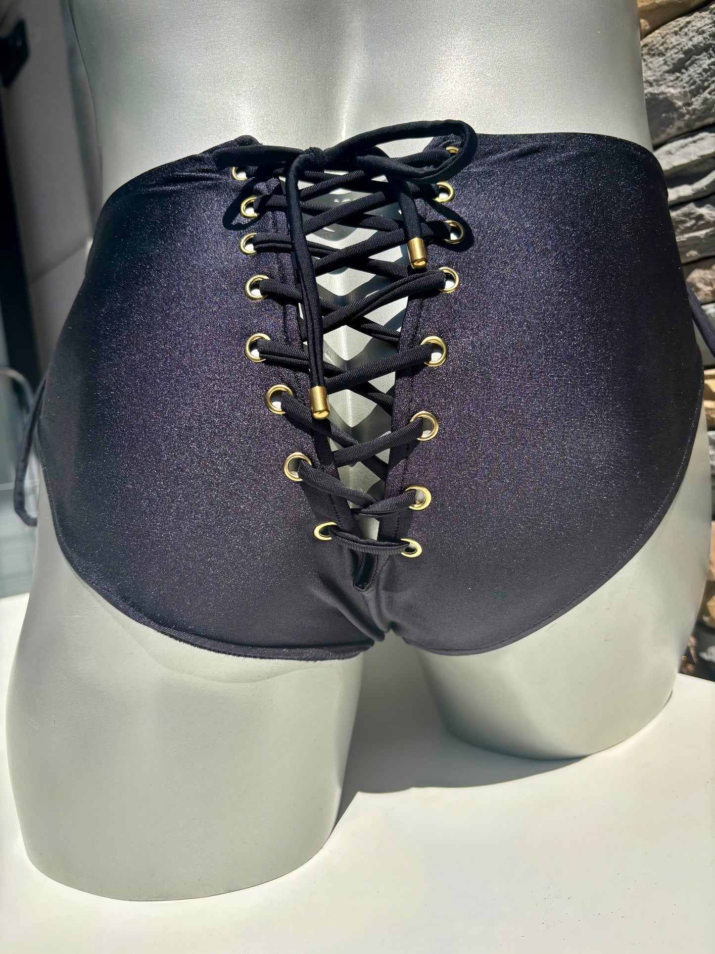 Slip de bain avec laçage - noir