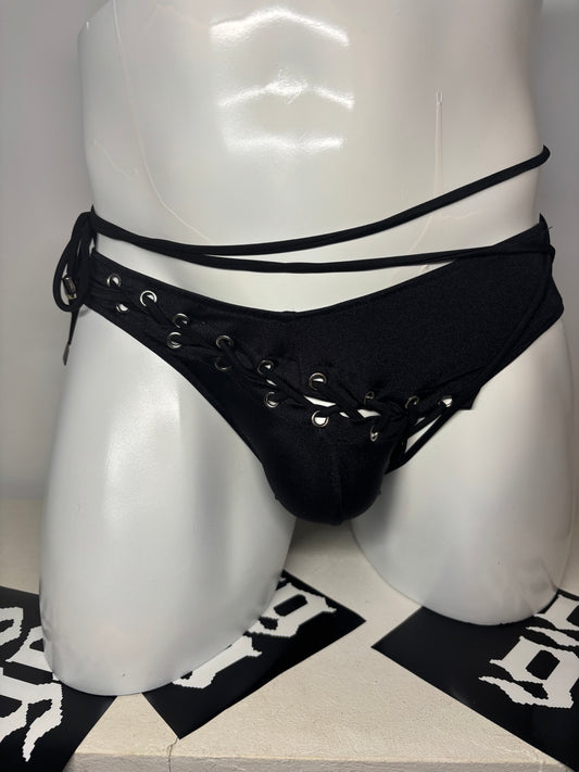 Slip de bain avec laçage - noir