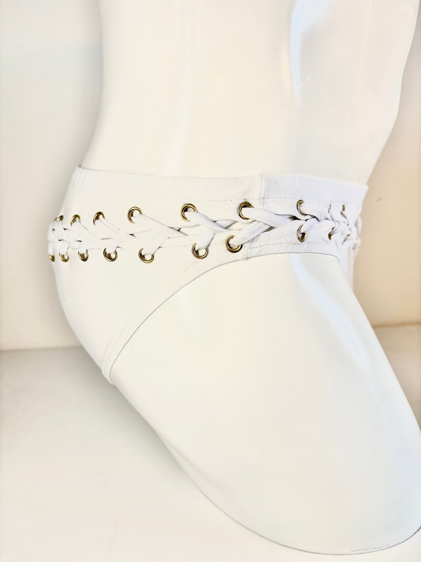 Slip de bain avec laçage - Blanc