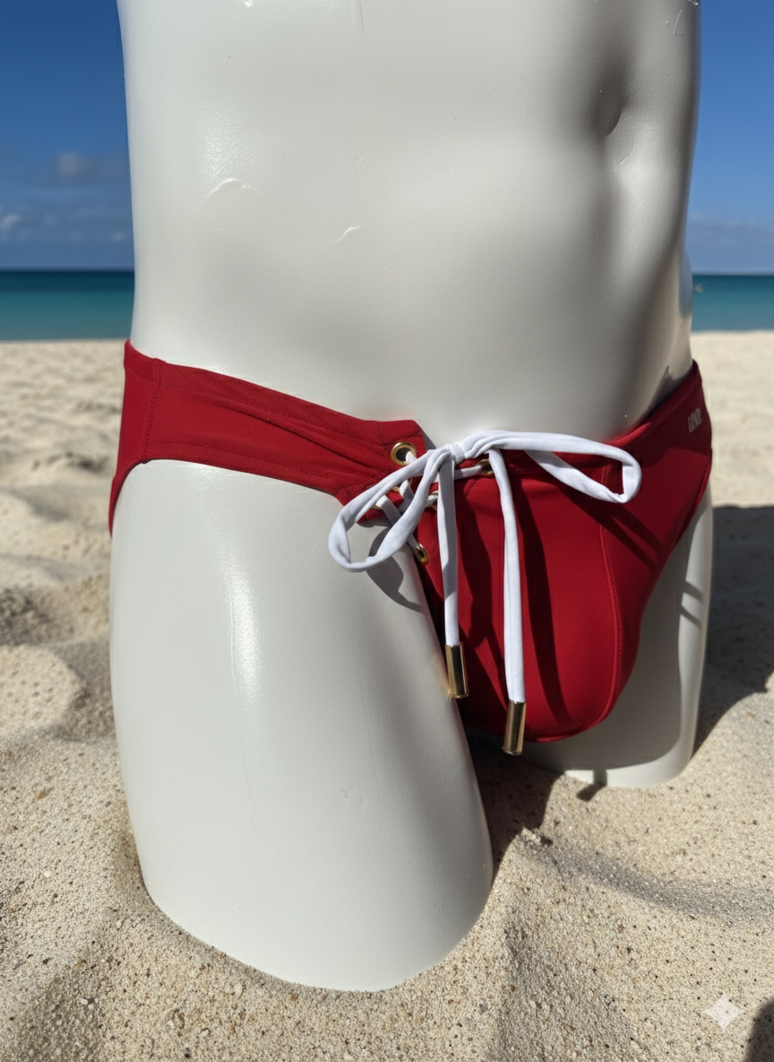 Slip de bain à noeud - rouge