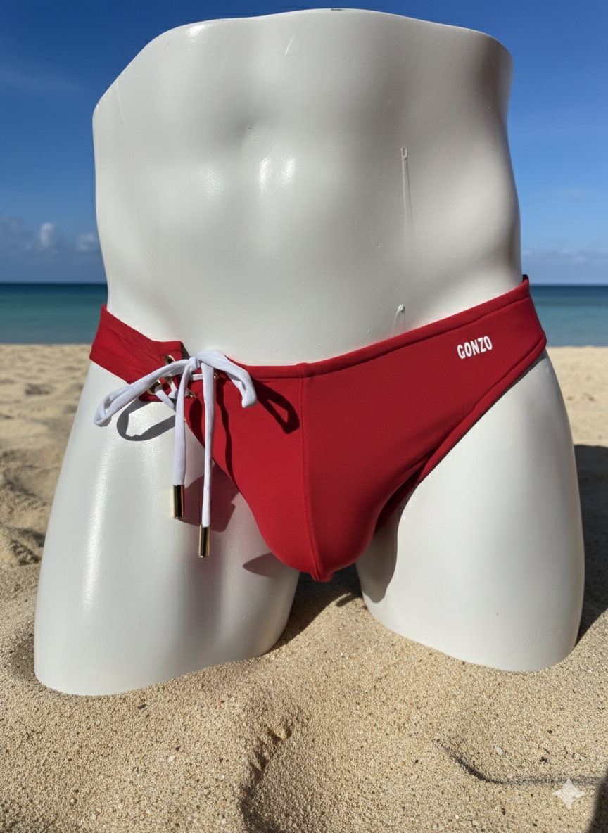 Slip de bain à noeud - rouge
