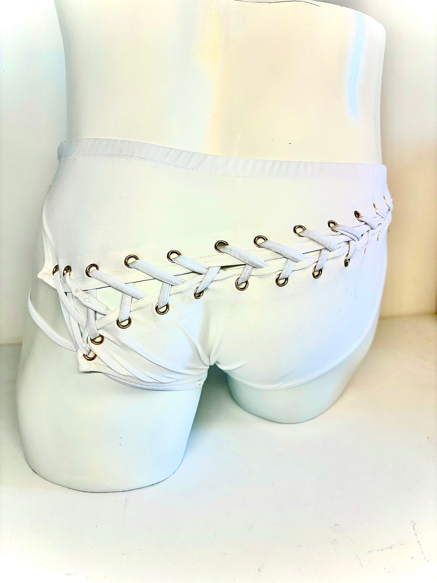 Slip de bain avec laçage - Blanc