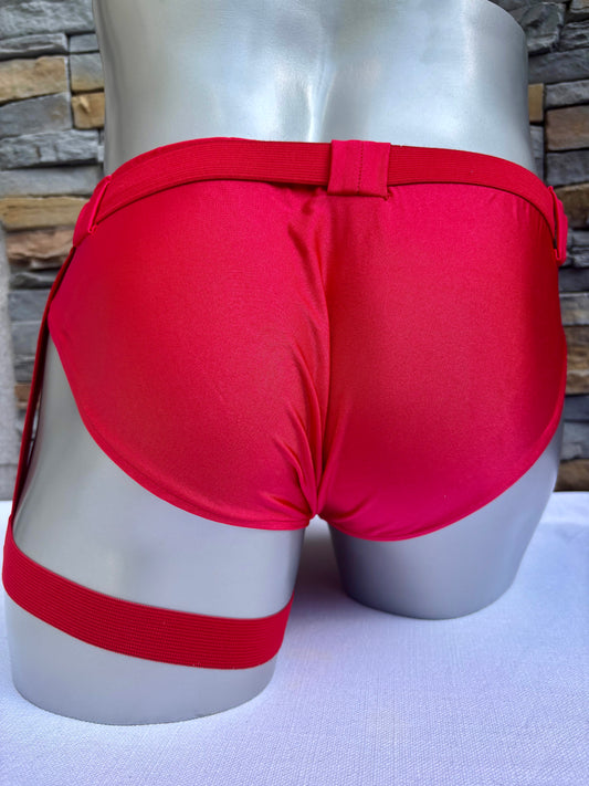 Slip de bain avec harnais - rouge