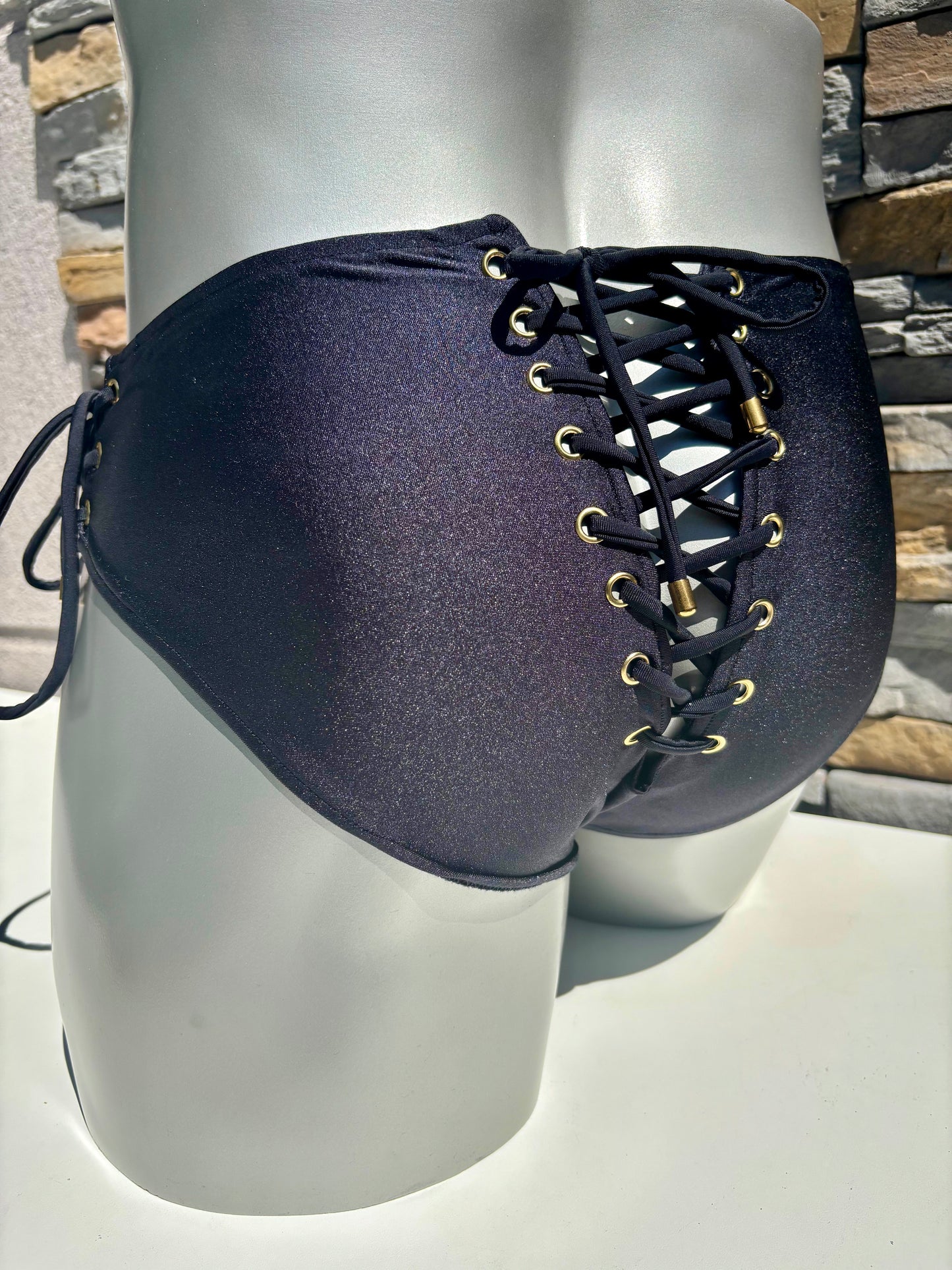 Slip de bain avec laçage - noir