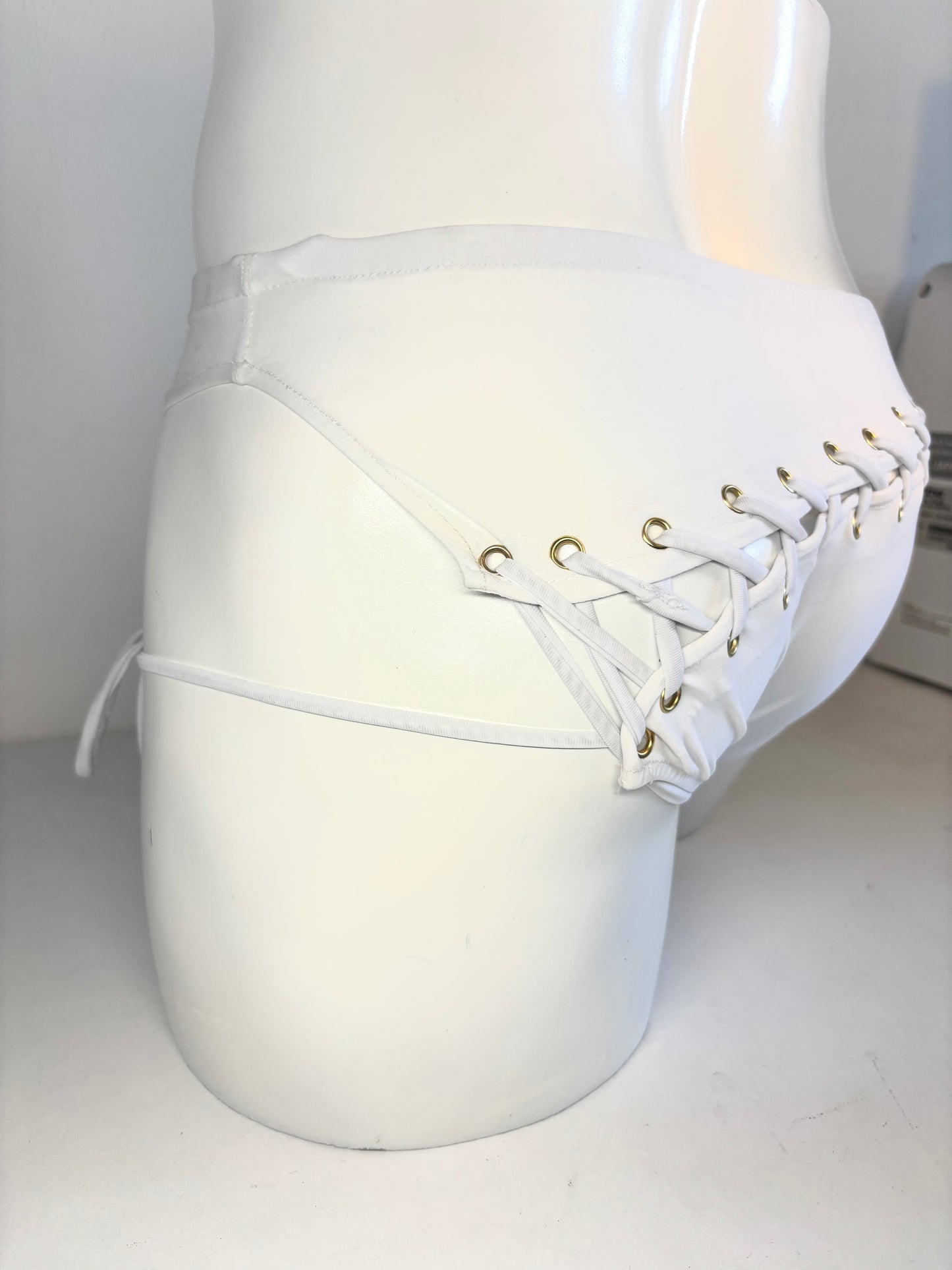Slip de bain avec laçage - Blanc